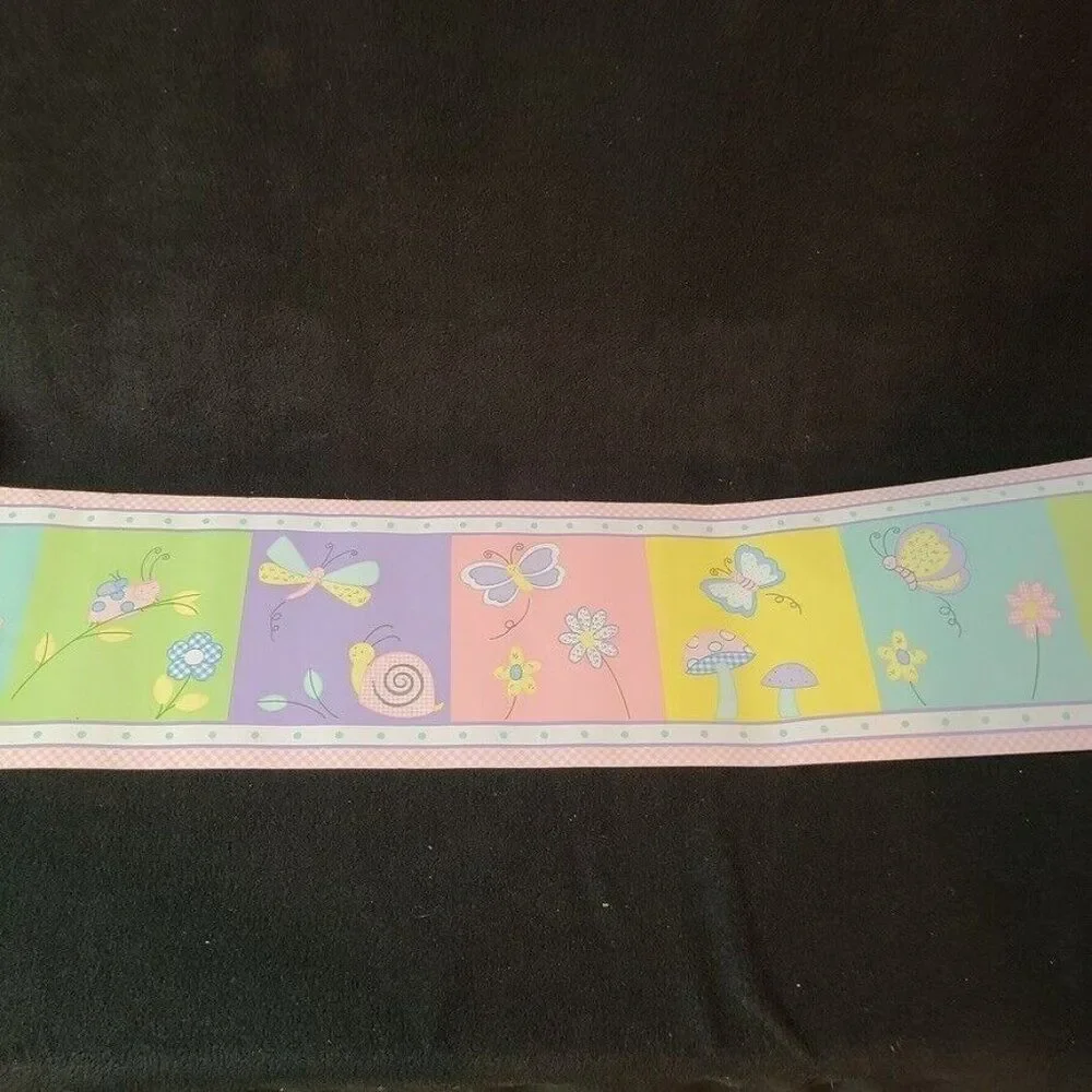 Pastel Wallpaper Border Curtain Valance Ceramic Light Cover Floral Butterfly Lot
